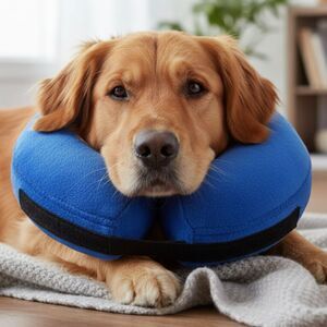 Bencmate Large Protective Inflatable Collar for Dogs and Cats Pet Recovery Blue